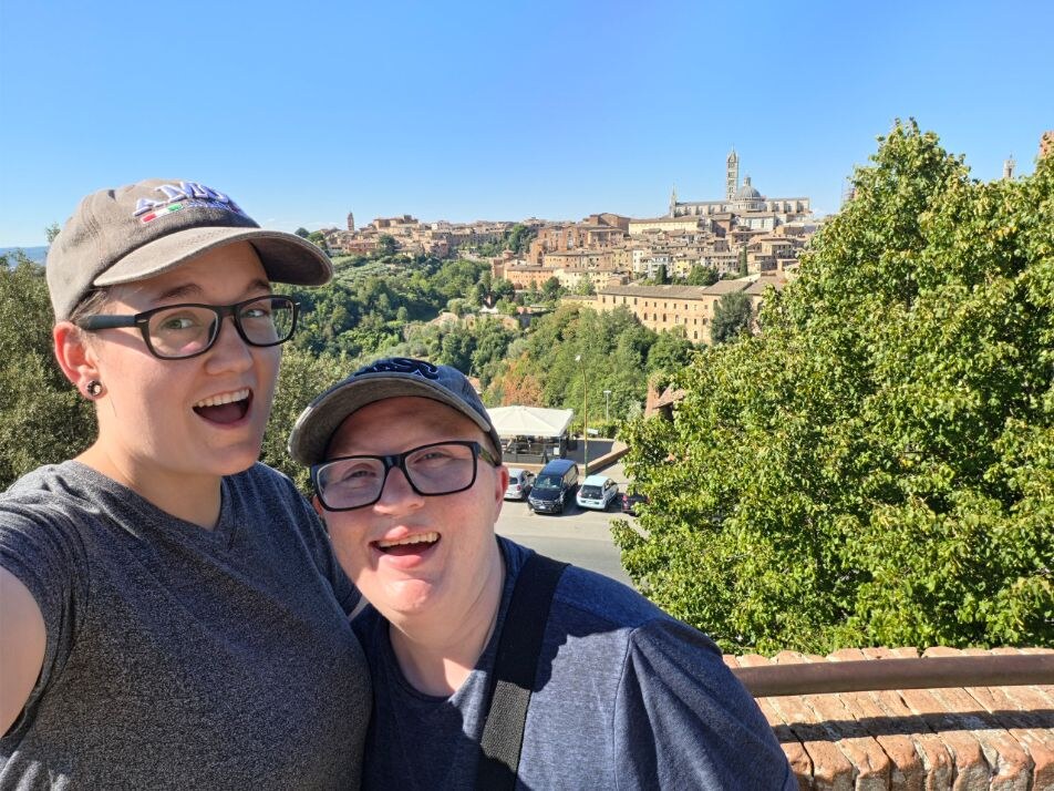 Shiloh and Jordyn overlooking Siena and the surrounding countryside