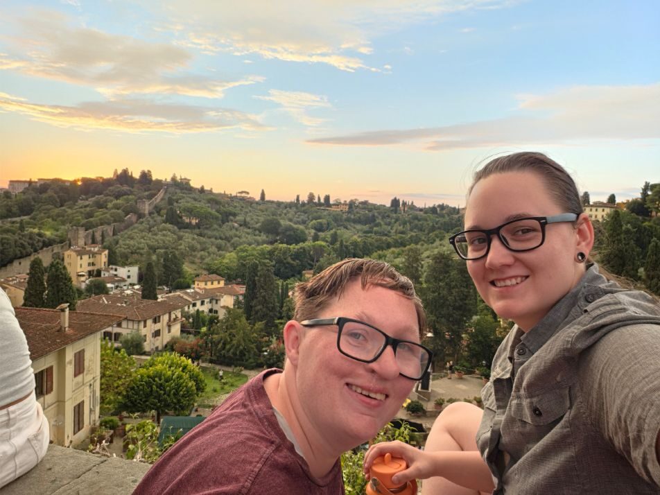 Shiloh and Jordyn overlooking Florence from Piazzale Michelangelo