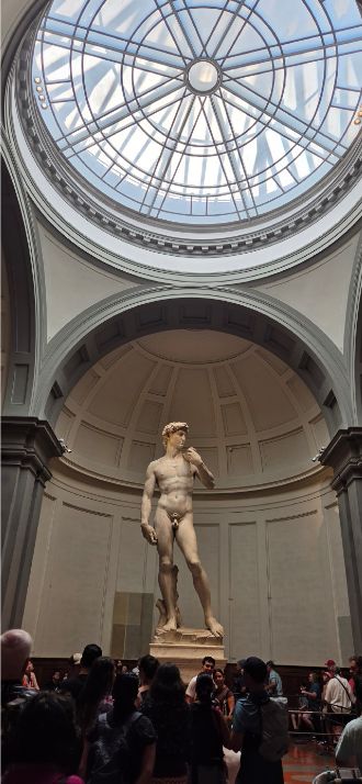 Michelangelo's David beneath the Accademia dome
