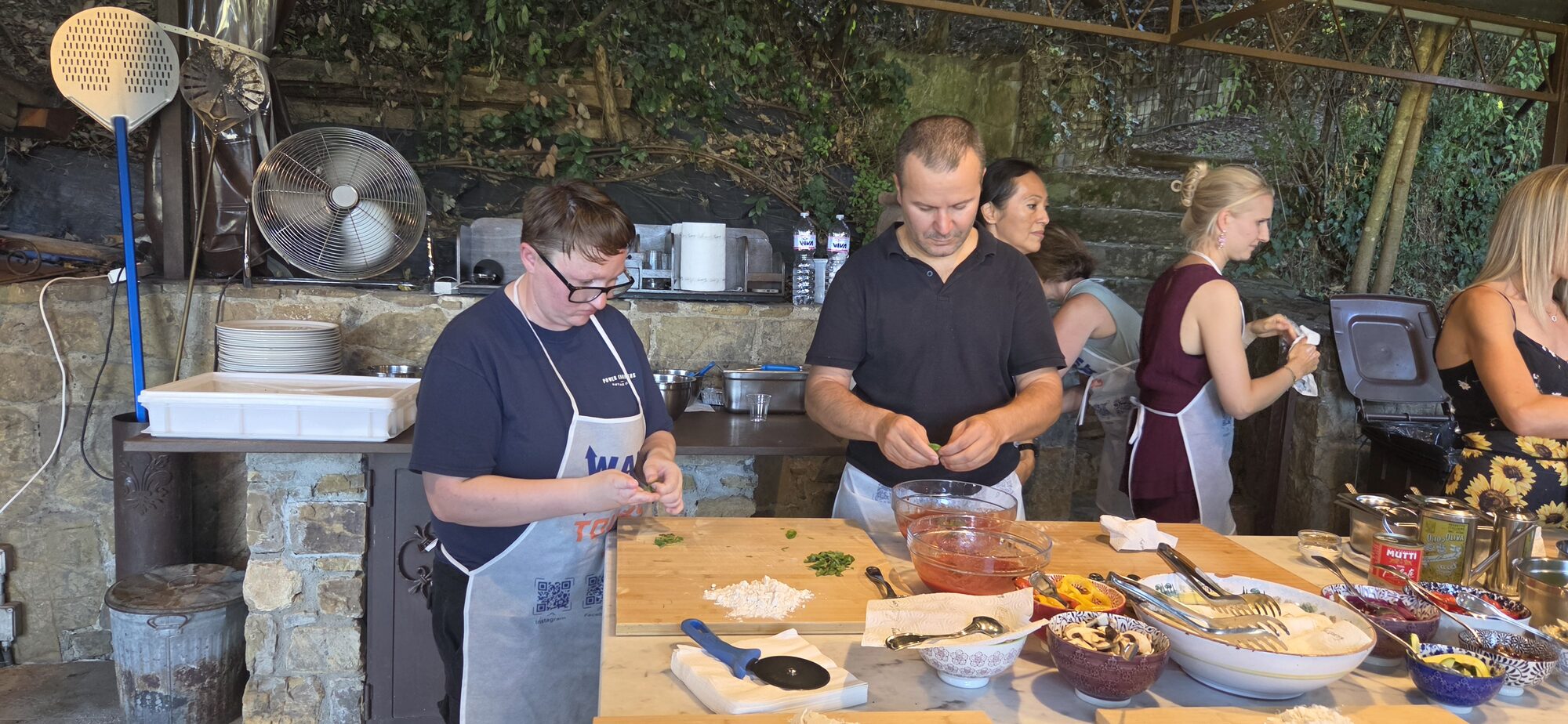 Shiloh working with pizza dough during the class