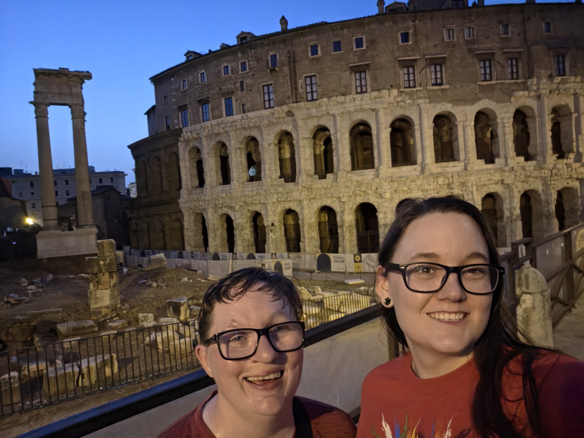 Shiloh and Jordyn in Rome after dark